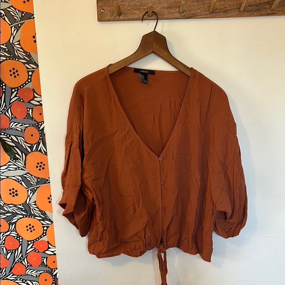 Rust Button-Up Blouse